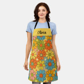 Tablier Rétro Fleur Power Groovy des années 70 (Porté)