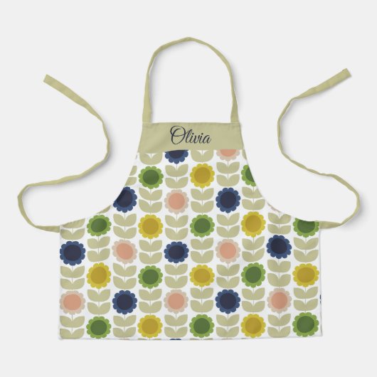 Tablier Retro Groovy Summer Flowers Stems (Recto)