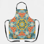 Tablier Rétro Mandala bleu orange et jaune (Recto)