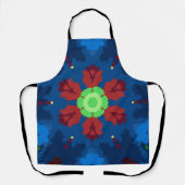 Tablier Retro Mandala bleu rouge et vert (Recto)