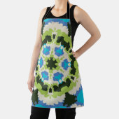 Tablier Retro Mandala bleu vert blanc et noir (Insitu)
