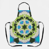 Tablier Retro Mandala bleu vert blanc et noir (Recto)
