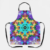 Tablier Rétro Mandala bleu violet et jaune (Recto)
