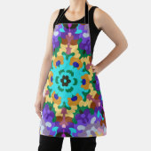 Tablier Rétro Mandala bleu violet et jaune (Insitu)