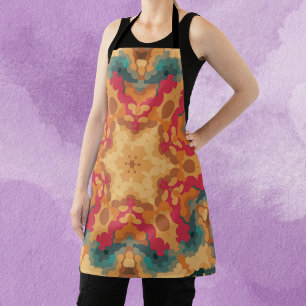 Tablier Rétro Mandala rouge jaune et bleu