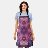 Tablier Rétro Mandala violet rose et orange (Porté)