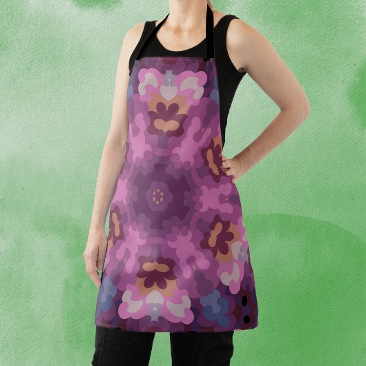 Tablier Rétro Mandala violet rose et orange