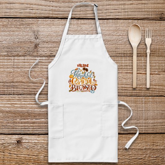 Tablier Rétro Merci Grateful Nom du monogramme béni