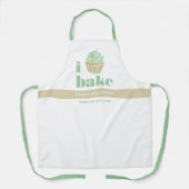 Tablier Retro Mint Green Gold Cupcake Bake Bold Typographi (Recto)