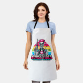 Tablier Retro Neon Skeleton Nurse - Funny Éffrayant D (Porté)