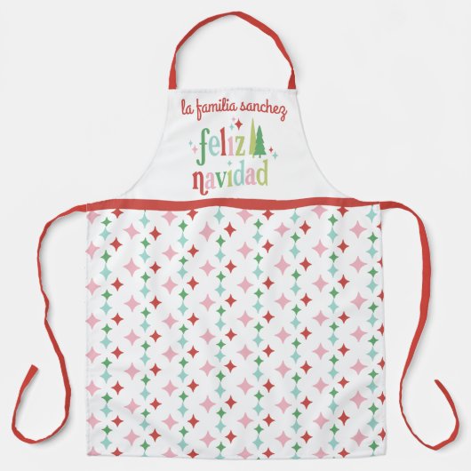 Tablier Retro Pastel Feliz Navidad | Famille (Recto)