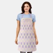 Tablier Retro Pastel rose et violet Motif personnalisé (Porté)