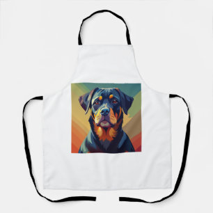 Tablier Retro Pop Art Rottweiler - Portrait de chien color