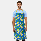 Tablier Retro Preppy Yellow Lemons Lemon Drops on Blue (Porté)