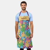 Tablier Retro Psychedelic 60s Fleurs amusant et coloré (Porté)