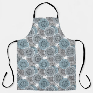 Tablier Rétro, rétro motif, bleu et gris, élégant