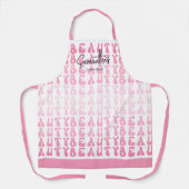 Tablier Retro Rose & Blanc tendance Fille Beauté Nom du sa (Recto)