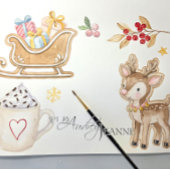 Tablier Rétro Santa Biscuits de Noël Aquarelle