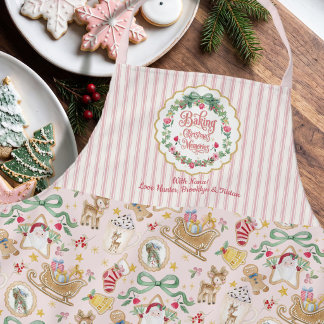 Tablier Rétro Santa Biscuits de Noël Aquarelle