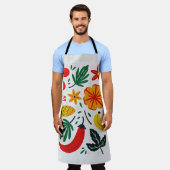 Tablier Retro Scandinavian Tropical Floral Fruit Pattern (Porté)