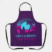 Tablier Retro Sunset Surfboard Palm Tree Life's a Beach (Recto)