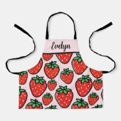 Tablier Retro Sweet Strawberry Cartoon Personalized (Recto)