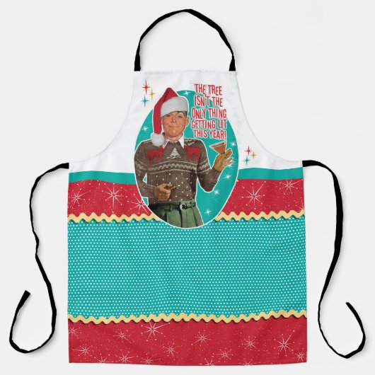 Tablier Retro "Tipsy Guy" S'éclairer pour Noël (Recto)