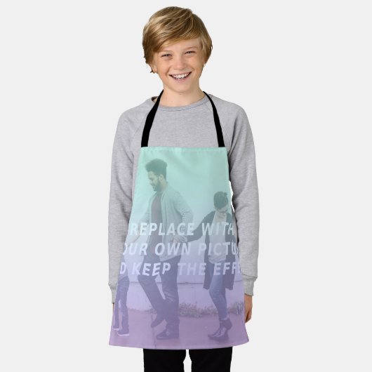 Tablier Retro Turquoise Green & Purple Faded Gradiate Cust (Porté)