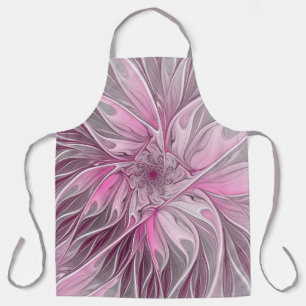 Tablier Rêve de fleur rose fractal, Motif d'Imaginaire flo