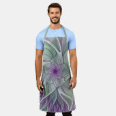 Tablier Rêve de fleurs, Abstrait violet vert Fractal Art (Porté)