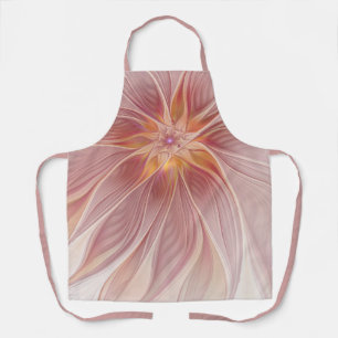 Tablier Rêve Floral Rose Tendre Abstrait Art Fractal Fleur