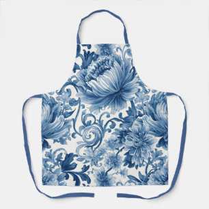 Tablier Rêves bleus Chinoiserie aquarelle florale