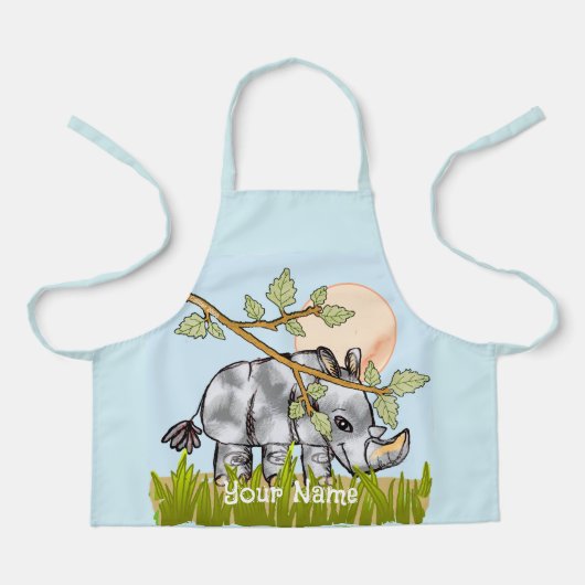 Tablier Rhinocéros se cachant (Recto)
