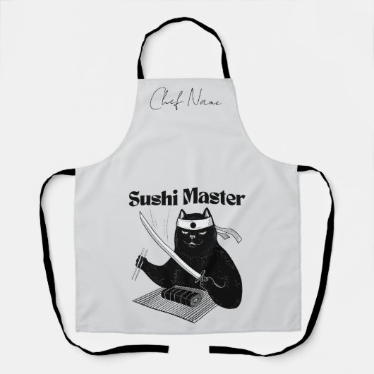 Tablier Riz et brillance, chat sushi (Recto)