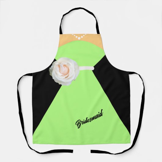 Tablier Robe de demoiselle d'honneur Sage vert avec Fleur  (Recto)