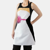 Tablier Robe de mariée blanche avec fleur rose et perles (Insitu)