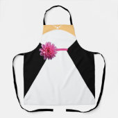 Tablier Robe de mariée blanche avec fleur rose et perles (Recto)