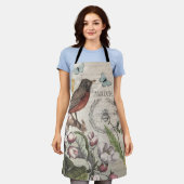 Tablier Robin Elegant Bird Butterfly French Art (Porté)