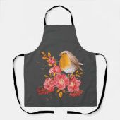 Tablier Robin jaune et pavot rouge (Recto)