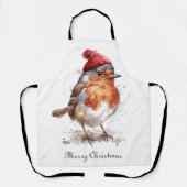 Tablier Robin rouge de Noël, personnalisable (Recto)