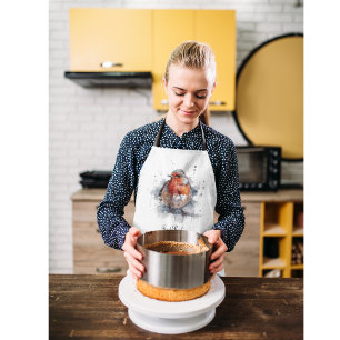 Tablier Robin rouge mou en aquarelle