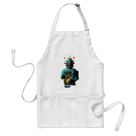 Tablier Robot Rétro Futuriste ROBIA 12J2 Mixologue (Devant)