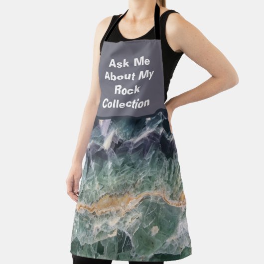 Tablier Rock Collector Humour violet vert pierre polie (Insitu)