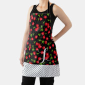 Tablier Rockabilly à pois Cerises Noir Personnalisé (Insitu)