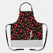 Tablier Rockabilly à pois Cerises Noir Personnalisé (Recto)