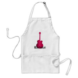 Tablier Rockstar Damask Guitar Apron, Magenta