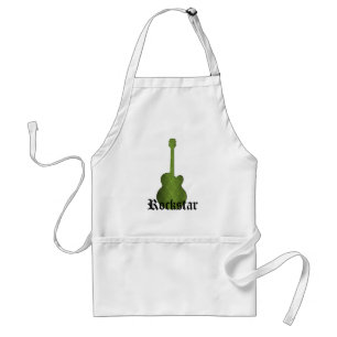 Tablier Rockstar Damask Guitare Apron, Vert olive