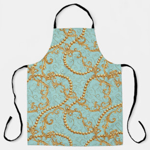 Tablier Rococo éléments dorés sans couture motif. Texte