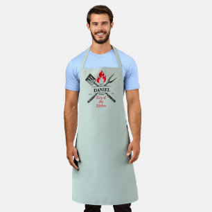 Tablier Roi de la Cuisine Personnalisable Vert Eucalyptus