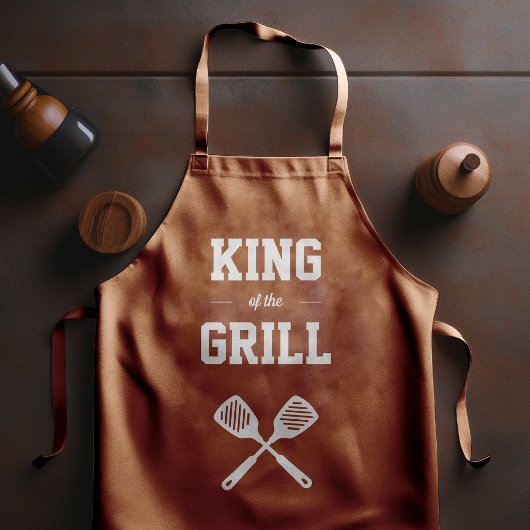 Tablier Roi du Grill Drôle Brun Clair Griller